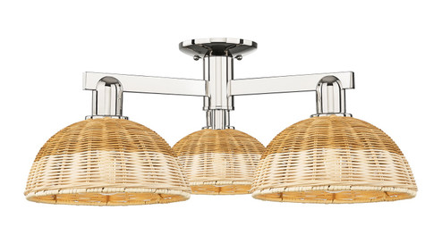 Arcadia Three Light Semi-Flush Mount in Polished Nickel (405|716-3F-PN-NBD2-9-NAT)