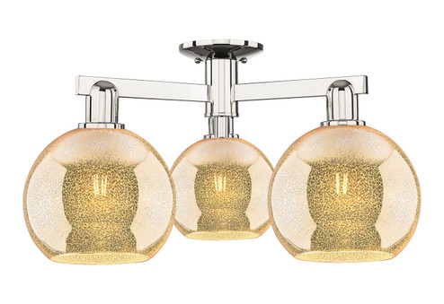 Arcadia Three Light Semi-Flush Mount in Polished Nickel (405|716-3F-PN-G128-8)