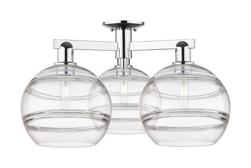 Arcadia Three Light Semi-Flush Mount in Polished Chrome (405|716-3F-PC-G556-10CL)