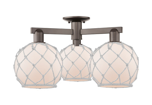 Arcadia Three Light Semi-Flush Mount in Oil Rubbed Bronze (405|716-3F-OB-G121-8RW)