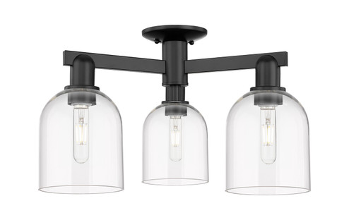 Arcadia Three Light Semi-Flush Mount in Matte Black (405|716-3F-BK-G558-6CL)