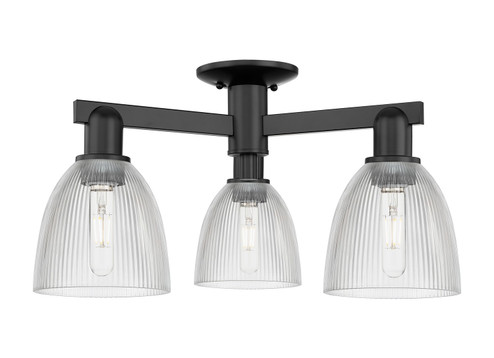 Arcadia Three Light Semi-Flush Mount in Matte Black (405|716-3F-BK-G382)