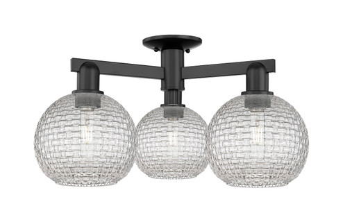 Arcadia Three Light Semi-Flush Mount in Matte Black (405|716-3F-BK-G122C-8CL)