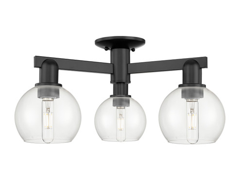 Arcadia Three Light Semi-Flush Mount in Matte Black (405|716-3F-BK-G122-6)