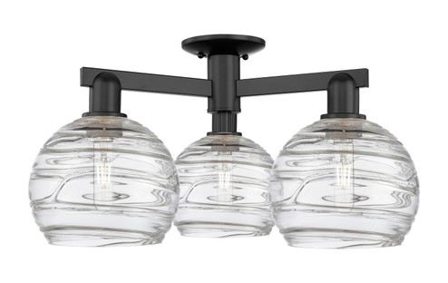 Arcadia Three Light Semi-Flush Mount in Matte Black (405|716-3F-BK-G1213-8CL)