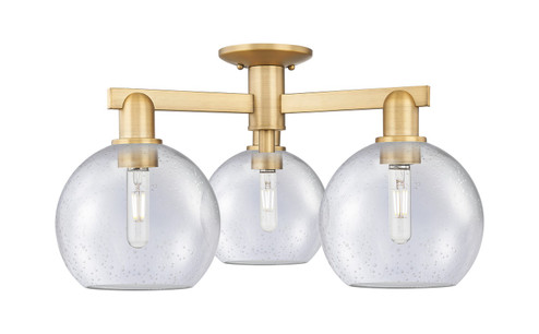 Arcadia Three Light Semi-Flush Mount in Brushed Brass (405|716-3F-BB-G124-8)