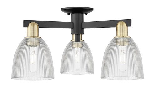 Arcadia Three Light Semi-Flush Mount in Black Antique Brass (405|716-3F-BAB-G382)