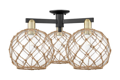 Arcadia Three Light Semi-Flush Mount in Black Antique Brass (405|716-3F-BAB-G122-10RB)