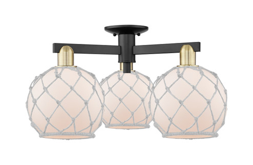 Arcadia Three Light Semi-Flush Mount in Black Antique Brass (405|716-3F-BAB-G121-8RW)