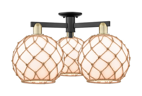 Arcadia Three Light Semi-Flush Mount in Black Antique Brass (405|716-3F-BAB-G121-10RB)
