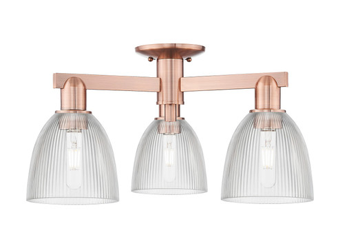 Arcadia Three Light Semi-Flush Mount in Antique Copper (405|716-3F-AC-G382)