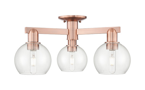Arcadia Three Light Semi-Flush Mount in Antique Copper (405|716-3F-AC-G122-6)