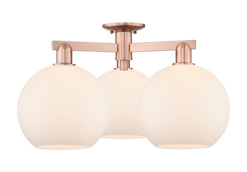 Arcadia Three Light Semi-Flush Mount in Antique Copper (405|716-3F-AC-G121-10)