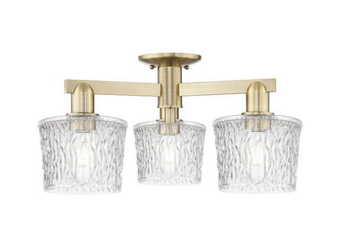 Arcadia Three Light Semi-Flush Mount in Antique Brass (405|716-3F-AB-G402)