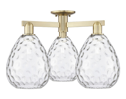 Arcadia Three Light Semi-Flush Mount in Antique Brass (405|716-3F-AB-G372)