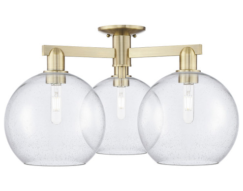 Arcadia Three Light Semi-Flush Mount in Antique Brass (405|716-3F-AB-G124-10)