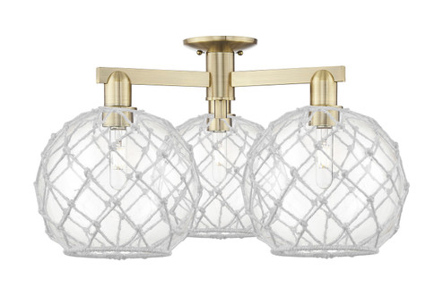 Arcadia Three Light Semi-Flush Mount in Antique Brass (405|716-3F-AB-G122-10RW)