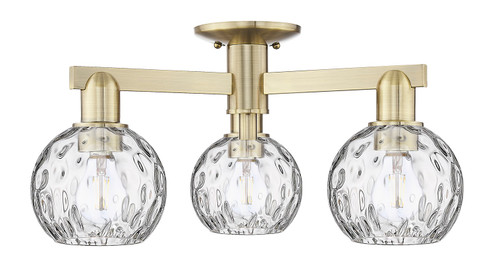 Arcadia Three Light Semi-Flush Mount in Antique Brass (405|716-3F-AB-G1215-6)