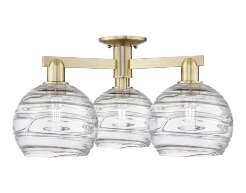 Arcadia Three Light Semi-Flush Mount in Antique Brass (405|716-3F-AB-G1213-8CL)