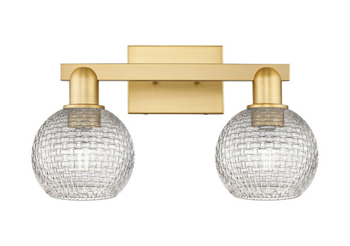 Arcadia Two Light Bath Vanity in Satin Gold (405|716-2W-SG-G122C-6CL)