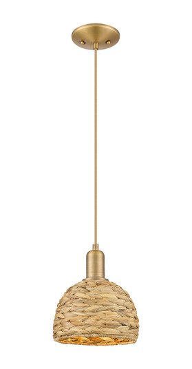 Arcadia One Light Mini Pendant in Brushed Brass (405|716-1P-BB-RBD-8-NAT)