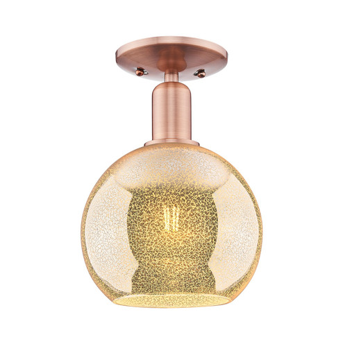 Arcadia One Light Semi-Flush Mount in Antique Copper (405|716-1C-AC-G128-8)