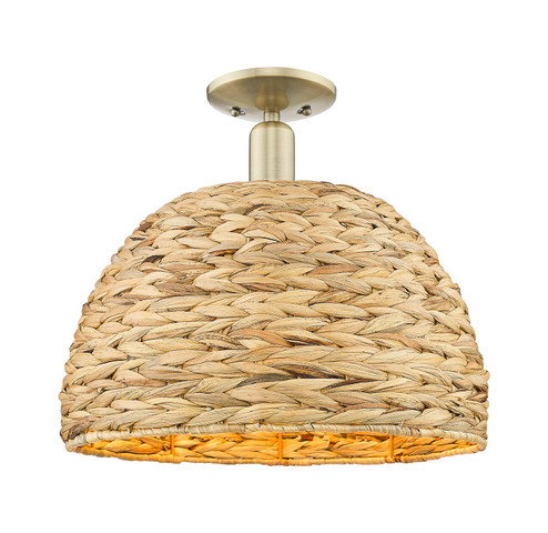 Arcadia One Light Semi-Flush Mount in Antique Brass (405|716-1C-AB-RBD-16-NAT)