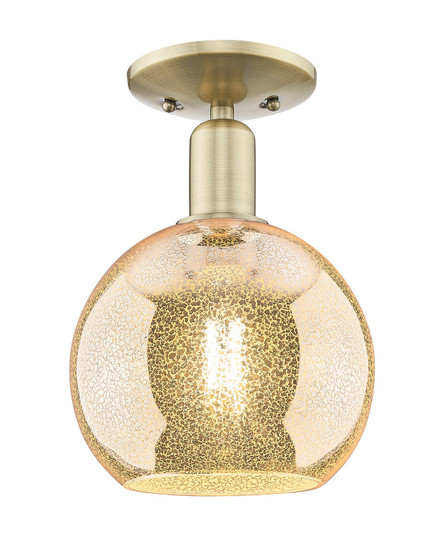 Arcadia One Light Semi-Flush Mount in Antique Brass (405|716-1C-AB-G128-8)