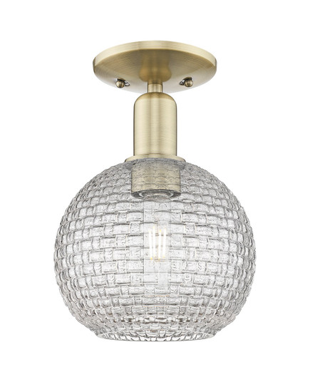 Arcadia One Light Semi-Flush Mount in Antique Brass (405|716-1C-AB-G122C-8CL)