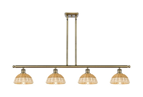 Ballston Four Light Island Pendant in Antique Brass (405|516-4I-AB-NBD2-9-NAT)