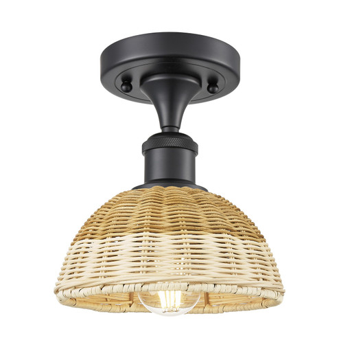 Ballston One Light Semi-Flush Mount in Matte Black (405|516-1C-BK-NBD2-75-NAT)