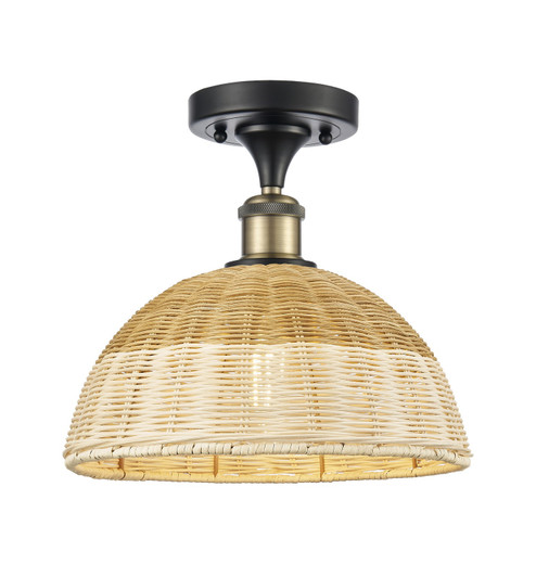 Ballston One Light Semi-Flush Mount in Black Antique Brass (405|516-1C-BAB-NBD2-12-NAT)