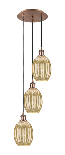 Ballston Three Light Pendant in Antique Copper (405|113B-3P-AC-G459-6ME)
