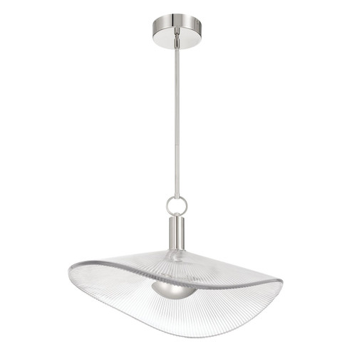 Novella LED Convertible Pendant in Polished Nickel, Clear Ribbed (577|207394A)