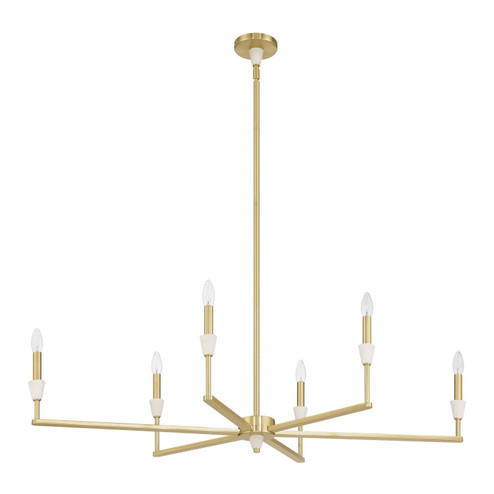 Montclair Six Light Linear Chandelier in Brushed Gold, White (577|207359A)