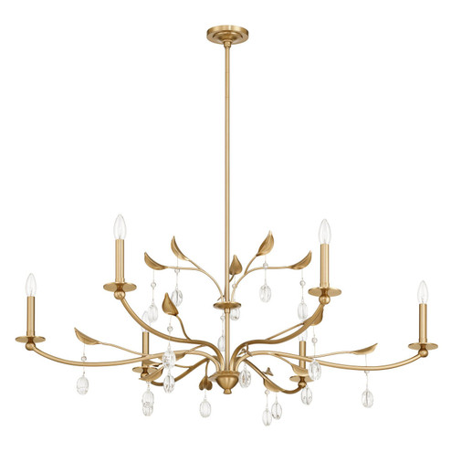Presley Six Light Chandelier in Champagne Gold, Clear (577|207342A)