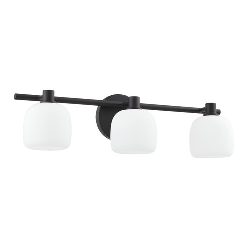 Valentina Three Light Vanity in Matte Black, Etched Opal (577|207011A)