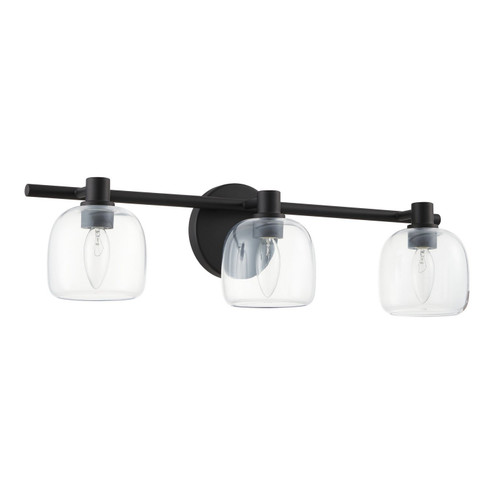 Valentina Three Light Vanity in Matte Black, Clear (577|207009A)