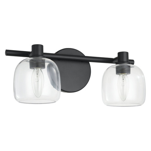 Valentina Two Light Vanity in Matte Black, Clear (577|207003A)