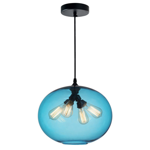 Glass Four Light Pendant in Black (401|5553P16 -Blue)