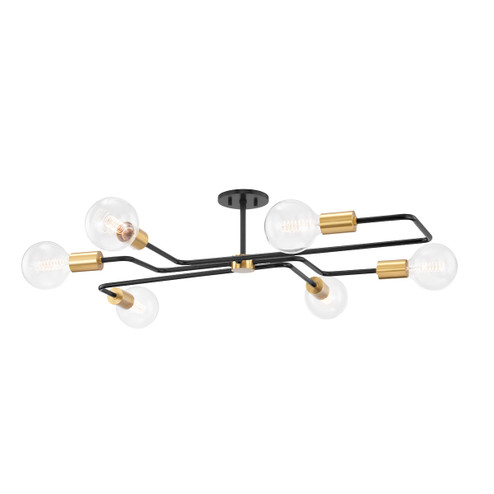 Jena Six Light Semi Flush Mount in Aged Brass (428|H488606S-AGB/TBK)