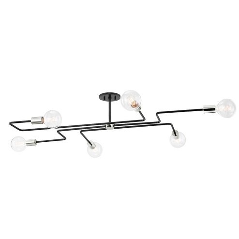 Jena Six Light Semi Flush Mount in Polished Nickel (428|H488606L-PN/TBK)