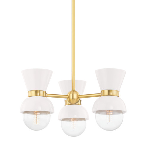 Gillian Three Light Semi Flush Mount in Aged Brass/Ceramic Gloss Cream (428|H469603-AGB/CCR)