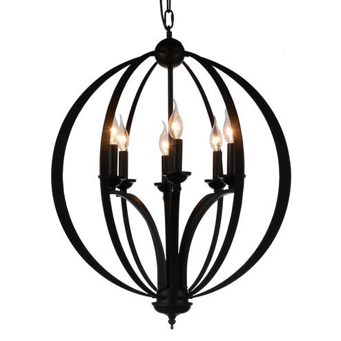 Drift Six Light Chandelier in Black (401|9825P24-6-101)