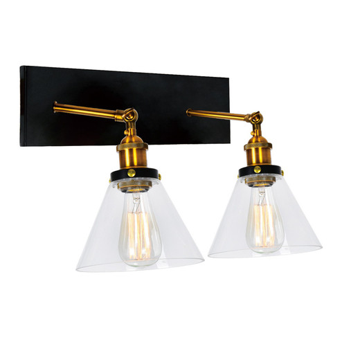 Eustis Two Light Wall Sconce in Black & Gold Brass (401|9735W15-2-101)