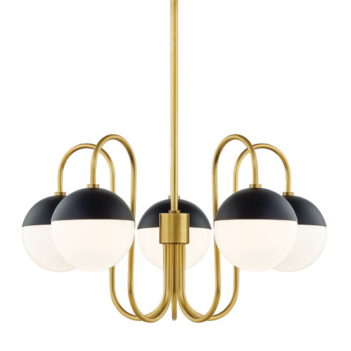 Renee Five Light Chandelier in Aged Brass/Black (428|H344805-AGB/BK)