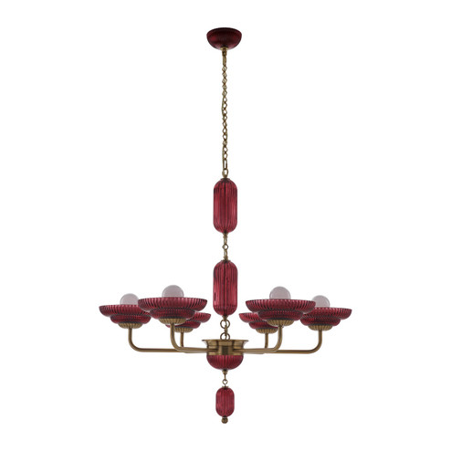 Verde Six Light Chandelier in Satin Brass (33|519671STB/MGNT)