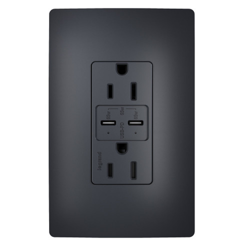 radiant 65W USB Outlet, Type C, 15A, Tamper-Resistant in Graphite (246|R26USBPD65GCC6)
