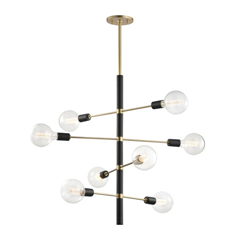 Astrid Eight Light Chandelier in Aged Brass (428|H178808-AGB/BK)