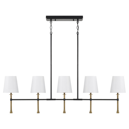 Hollis Five Light Island Pendant in Matte Black with Hammered Gold (65|860751MBG-717)